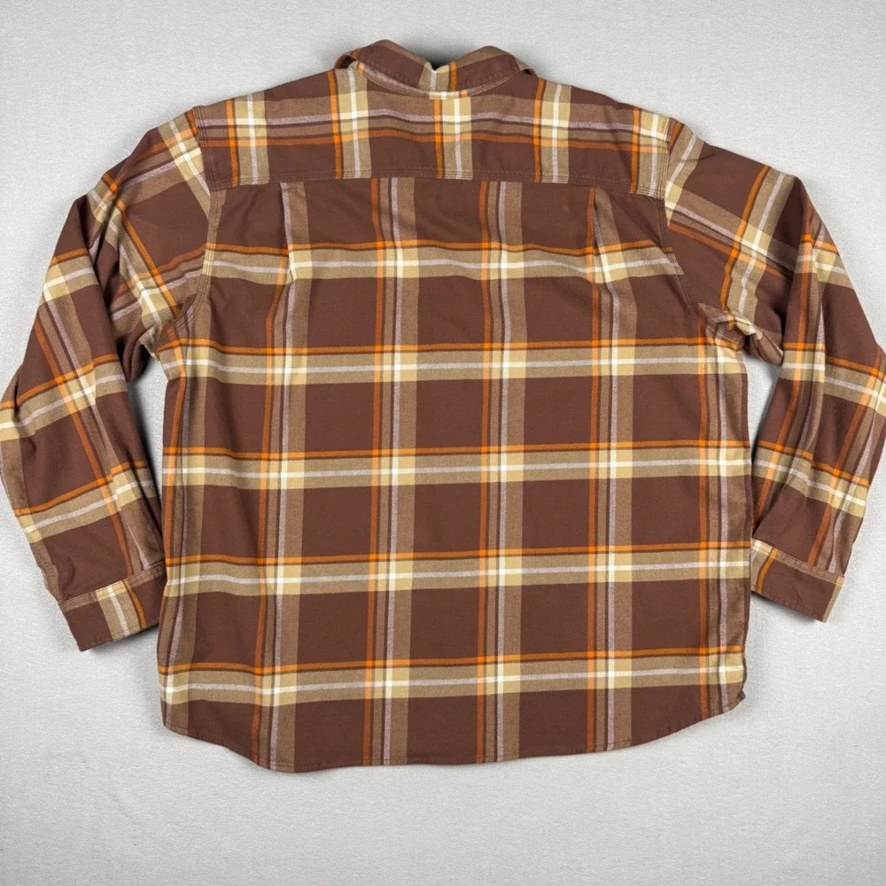 Carhartt Rugged Flex Plaid Flannel Shirt Mens 2XL Brown Orange TW5945-M Relaxed - Picture 6 of 9